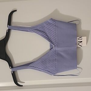 Zara lavender crop top low v neck, New, size M